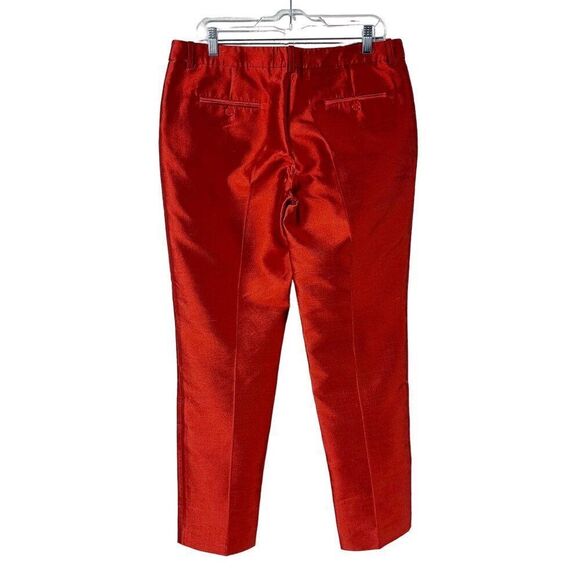 Michael Kors Italy Wool Silk Shantung Tapered Samantha Pants Crimson Size 12 - Picture 3 of 13